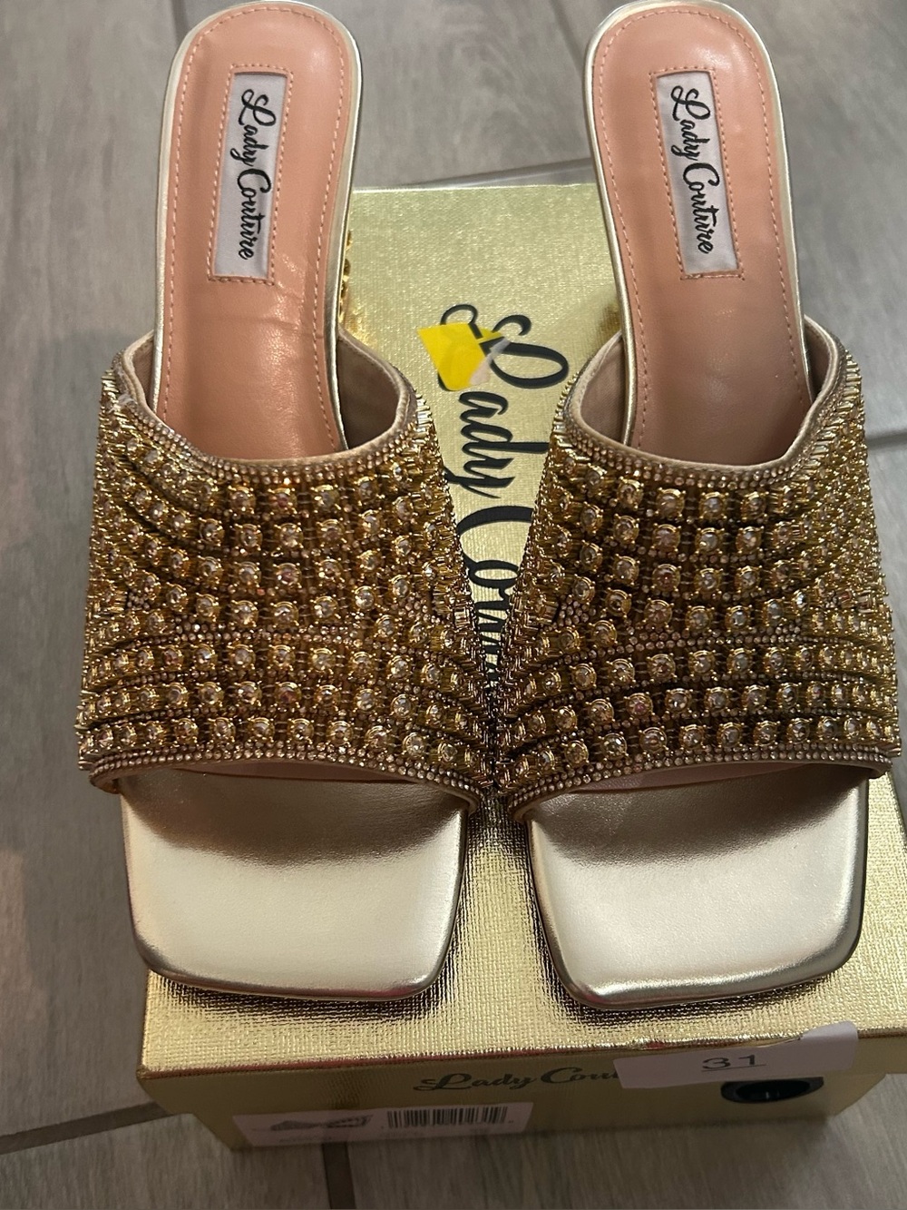 Lady Couture Gold Slide Sandals Size 10